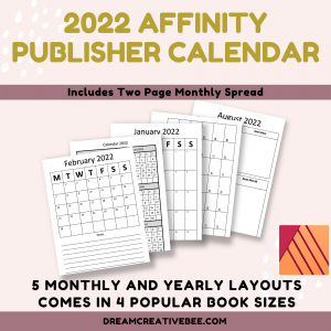 2022 Affinity Publisher Calendars With PLR Commercial Rights