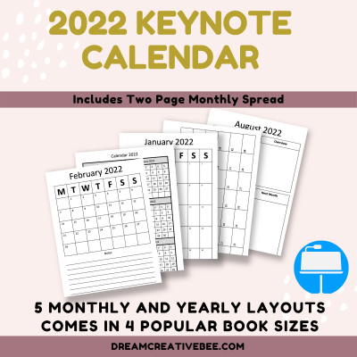 2022 Keynote Calendars  With PLR Commercial Rights